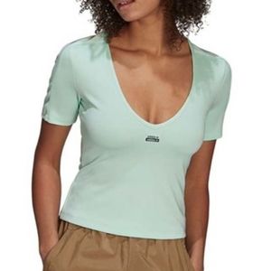 NWT Adidas Originals Women's Aqua V-neck T Shirt